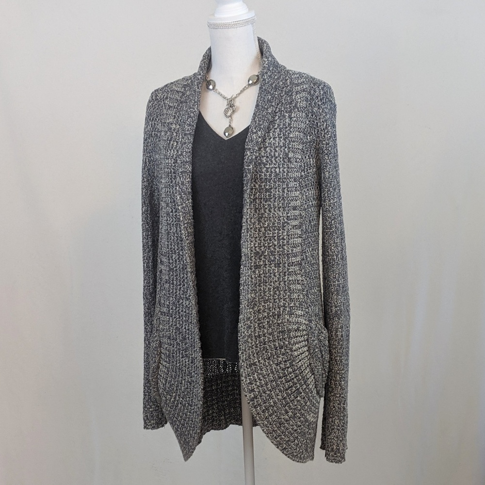 Silence +  Noise Long Gray/White Cardigan.